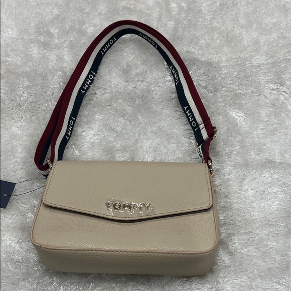 Tommy Hilfiger Beige Crossbody with Tricolor Branded Strap - Picture 4 of 6
